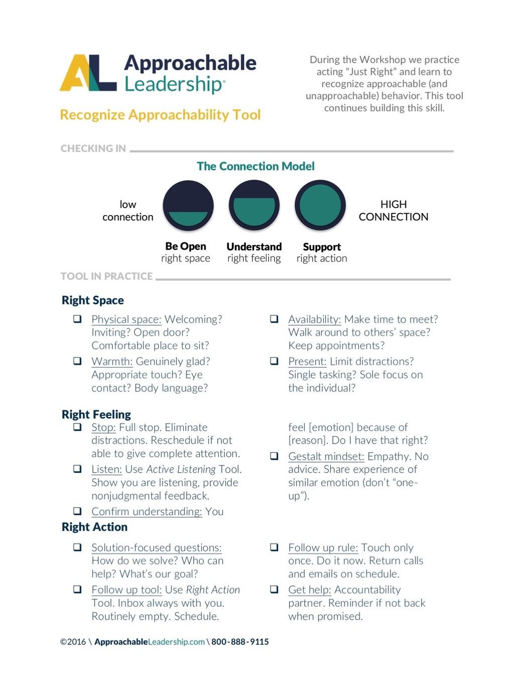 Approachability Window Tool (see pages 36-39 in The Playbook)