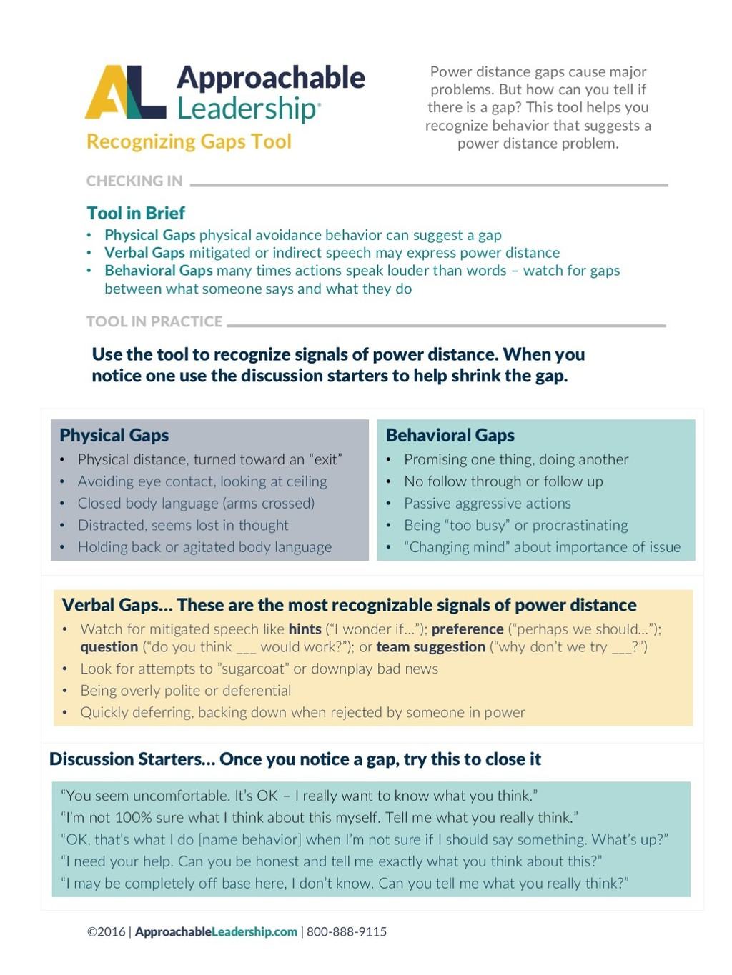 Approachability Window Tool (see pages 36-39 in The Playbook)