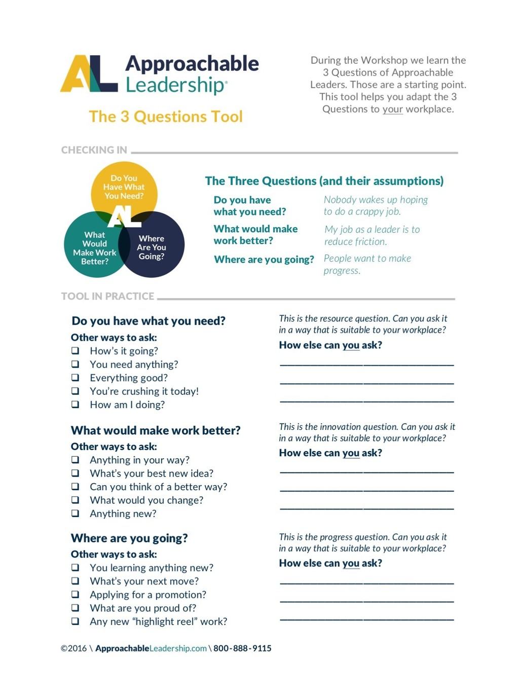 Approachability Window Tool (see pages 36-39 in The Playbook)